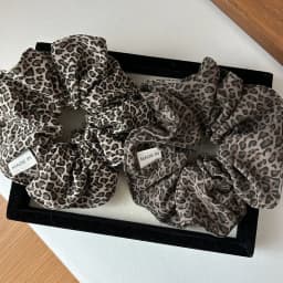 korea fashion Leopard print oversized scrunchie for women elastic big hair tie girls black hair rubber bands Retro hair rope