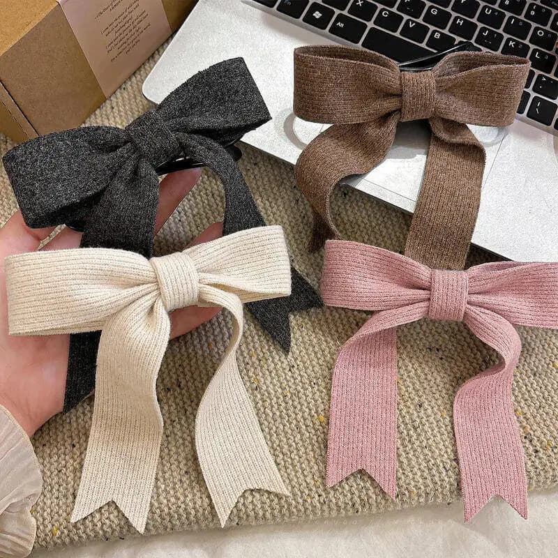 Korean Knitted Woolen Bow Hair Clips Spring Clips Women Temperament Barrettes Female Party Hairpins Hair Decorate Accessories