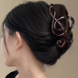 Musical Note Clip for Women's High-end Feeling 2026 New Large Hair Clip Retro Resin Simple Fashion Tea Color Hairpin
