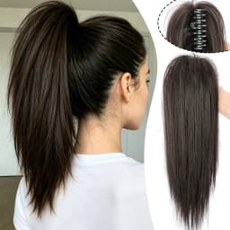 Synthetic Straight Waterfall Claw Clip Ponytail Hair Extensions,Half Up Half Down Hairstyle Available,Ideal for Women's Daily