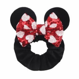 Cute Mouse Ears Velvet Scrunchies Hairband Women Elastic Ponytail Holder Girls Sequin Bow 2023 Kids Party DIY Hair Accessories