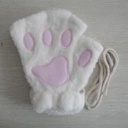 Cartoon Cute Cat Claw Paw Gloves Women Plush Mittens Warm Soft Plush Short Fingerless Fluffy Bear Cat Gloves Costume Half Finger