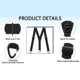 Hidden Suspenders for Men Heavy Duty Work Under Y Back Suspender Clothes 1.5 Inches with 3 Snap Loop