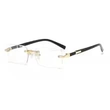Rimless Rectangle Sunglasses for Men Women UV400 Polarized Metal Frame Small Square Fashion Shades Summer Travel Driving