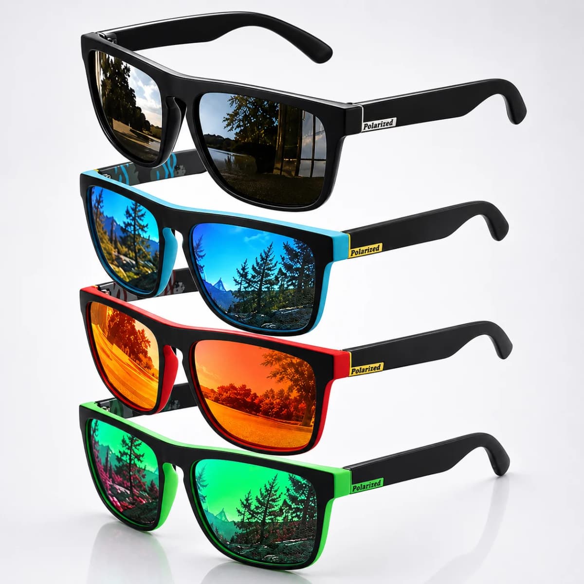 1/3/4PCS Polarized Sunglasses UV400 TAC Lens Classic Square Retro Driving Glasses for Fishing Hiking Outdoor Activities