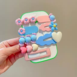 14-8Pcs/Set Candy Color Cartoon Bowknot Flower Hair Clips Baby Girls Yellow Pink Hairpin Barrettes Headwear Kid Hair Accessories