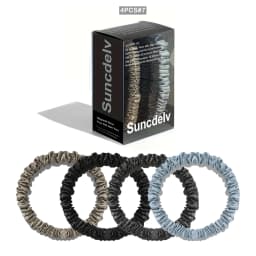 100% Natural Silk Solid Color Hair Ties High Quality Hair Scrunchies (22Momme) Women Big Hairbands Hair Accessories(4PCS Box)