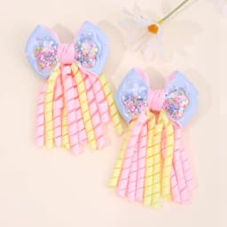 Sweet Unicorn Hair Clips For Girl Bow Barrette Cute Tassel Ribbon Curly Ponytail Hairpins Accessories