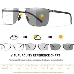 Metal Anti-Blue Light Photochromic Reading Glasses Rectangular Eyewear Frame Presbyopic Unisex Surf Internet Read Magazines