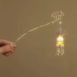 Luminous Flower Hairpin Women Creative Lotus Emit Light Lantern Tassel Hair Stick Vintage Chinese Style Fashion Hair Accessories