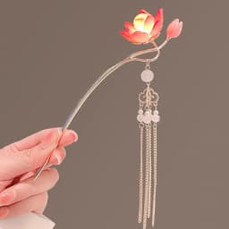 Luminous Flower Hairpin Women Creative Lotus Emit Light Lantern Tassel Hair Stick Vintage Chinese Style Fashion Hair Accessories