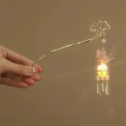 Luminous Flower Hairpin Women Creative Lotus Emit Light Lantern Tassel Hair Stick Vintage Chinese Style Fashion Hair Accessories