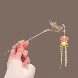 Luminous Flower Hairpin Women Creative Lotus Emit Light Lantern Tassel Hair Stick Vintage Chinese Style Fashion Hair Accessories