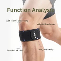 1Pc Patellar Tendon Band, Vilico Ultra Thin 0.9mm Anti-slip Adjustable Compression Knee Strap for Running Cycling Workout, Unise