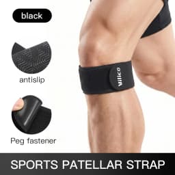 1Pc Patellar Tendon Band, Vilico Ultra Thin 0.9mm Anti-slip Adjustable Compression Knee Strap for Running Cycling Workout, Unise