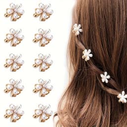 6pcs 3pcs 1pc Kids Women Girls Flower Shaped Hair Grab Clips, Faux Pearl Decorative Hair Barrettes Hair Decoration Accessories