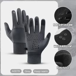 Autumn Winter Outdoor Cycling Gloves Gym Fitness Sports Running Warm Touch Screen Nonslip Gloves Motorcycle Gloves Men Black
