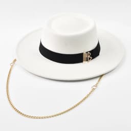 Women's Fedora Hat Fashionable Metal RB Letter Felt Hat Autumen Winter Derby Wedding Jazz Hats