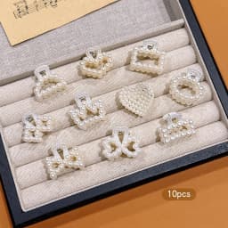 10 off-white bowknot heart-shaped hair clips with claws, simple and cute, suitable for daily use as hair accessories