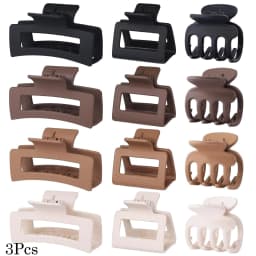 3Pcs Matte Hair Claw Clips 3 Sizes Non-slip Strong Hold Hair Clips for Thin Thick Curly Hair Women Hair Accessories Brown
