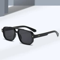 Vintage Double Bridges Men Square Sunglasses Fashion Clear Ocean Lens Eyewear Women Trending Rivets Glasses UV400 Gafas De Sol