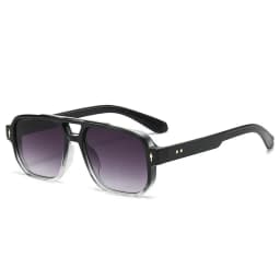 Vintage Double Bridges Men Square Sunglasses Fashion Clear Ocean Lens Eyewear Women Trending Rivets Glasses UV400 Gafas De Sol
