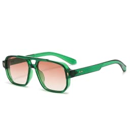 Vintage Double Bridges Men Square Sunglasses Fashion Clear Ocean Lens Eyewear Women Trending Rivets Glasses UV400 Gafas De Sol