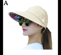 Fashion Womens Ladies Summer Vacation Wide Brim Foldable Sun Hat Anti-UV Beach Visor Caps Casual Hats