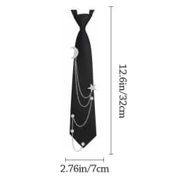 Punk Vintage Style Pre Tied Necktie Star Chain Vintage JK Uniform Tie Adjustable Student Uniform Tie for Men Women