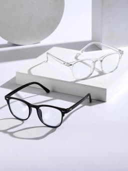 2PCS Unisex Square Plastic Frame Trendy Anti-Blue Light Clear Glasses For Back To School Clothing Accessories