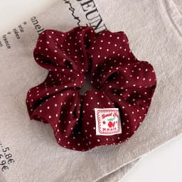 Retro Red Polka Dot Plaid Fabric Label Wide Hair Tie for Women Niche High-End Bun Hair Accessory