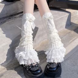 Cute Lace Flared Knitted Long Legs Warmers Harajuku Lolita Socks White Foot Cover Kawai Jk Calf Gaiters Sweet Legwarmers