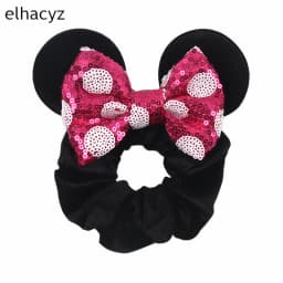 Fashion Mouse Ears Cartoon Hair Scrunchies Velvet Hairbands For Girls Sequins Bows Headband Women Kids Party DIY Decoration