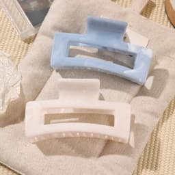 2 Pcs Large Marble Hair Claw Clips for Women Thick Hair White Banana Hair Clips Ripple Jaw Clips Strong Hold Hair Accessories