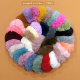 10 colors randomly selected, simple and versatile plush hair rings suitable for daily hair accessory use