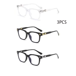 Classic 3Pcs Square Anti Blue Light Glasses For Men And Women Black & Transparent Frame Unisex Computer Wearing Women Glasses