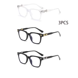 Classic 3Pcs Square Anti Blue Light Glasses For Men And Women Black & Transparent Frame Unisex Computer Wearing Women Glasses