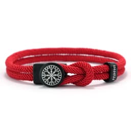 Viking Rune Amulet Rope Bracelet for Men Women Handmade Braided Adjustable Rope Bracelets Black Red Jewelry