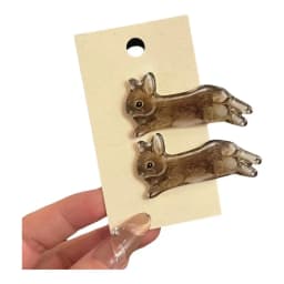 2Pcs Cute Rabbit Bunny Hair Clips Acrylic Non-Slip Barrette Harajuku Hairpin Headdress