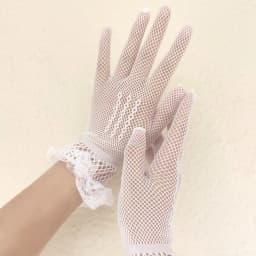 Women Black White Summer Uv-proof Driving Gloves Female Thin Fishnet Mesh Gloves Fashion Ruffle Full Finger Lace Mittens