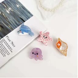 8/6/4Pcs Acetate Ocean Animal Hair Clips Summer Beach Non-Slip Hair Claws Crab Starfish Whale Hair Accessories for Women Girl