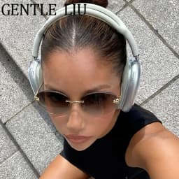 Vintage Hexagon Rimless Sunglasses Women 2026 Luxury Brand Trendy Gold Leopard Head Y2K Punk Sun Glasses Travelling Eyewear