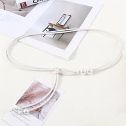 1pc Women's Adjustable Slim Belt with Brown Bead Accents Waist Cincher for Dresses Shirts Jackets Day-to-Night Style Enhancer