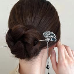 Neo-chinese Style Flower Hairpin Ink Colored Flower Tassel Hair Stick For Women Girls Elegant Exquisite Fashion Hair Accessories