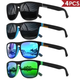 1/2/3/4PCS Men's Classic Square Polarized Sports Sunglasses Lightweight PC Frame UV400 Unisex Durability Driving Fishing Cycling