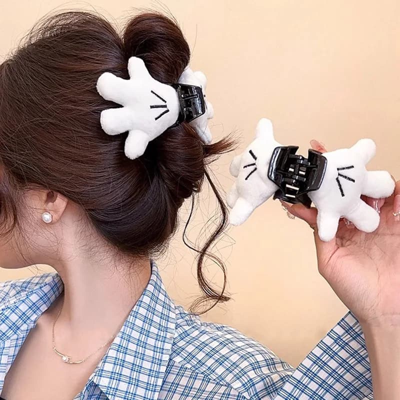 Cute Mickey Palm Hair Claw Clips For Women Creative Hairclips Girls Mickey Hand Hairpin Small Funny Claw Clip Hair Accessories