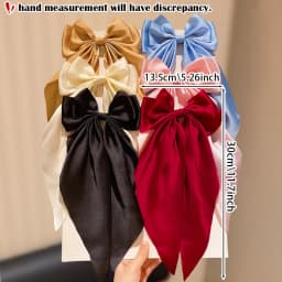 6-Pack Solid Color Large Bow Hair Clips for Girls Fashionable Daily & Party Wear Cute Hair Accessories