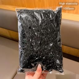 1000 black elastic and durable rubber bands suitable for daily use