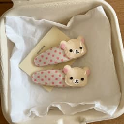 Kawaii Rilakkuma Bangs Side Clip Cartoon Cute Wave Point BB Hair Clip Lazy Bear Angel Winged Versatile Hairpin Birthday Gifts
