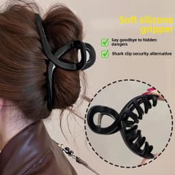 13cm Large Cross Safe Soft Silicone Hair Claw Clips Women's High Elastic Shark Grip Deformable Anti Collision Hair Accessories K